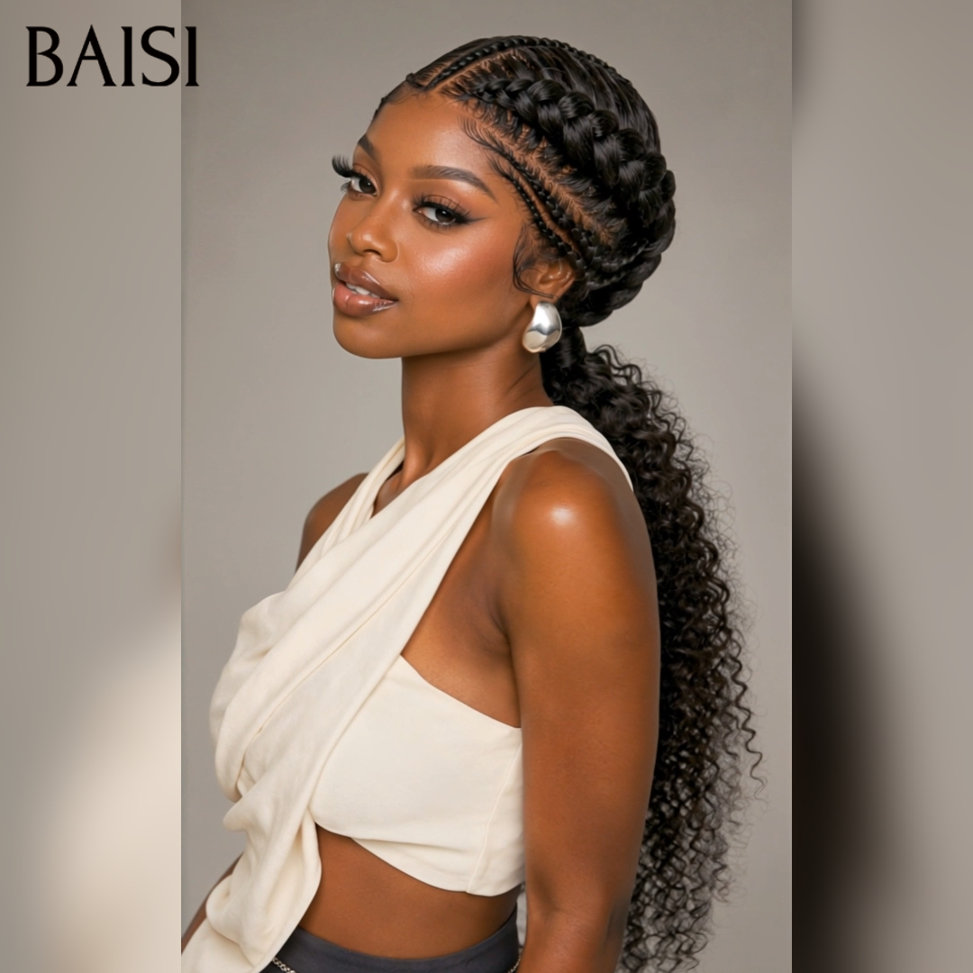 BAISI Full Lace Perruque Curly Déjà Coiffée Couleur Noir 196€ Prête A Porter Très bonne qualité en 100% Cheveux humains
