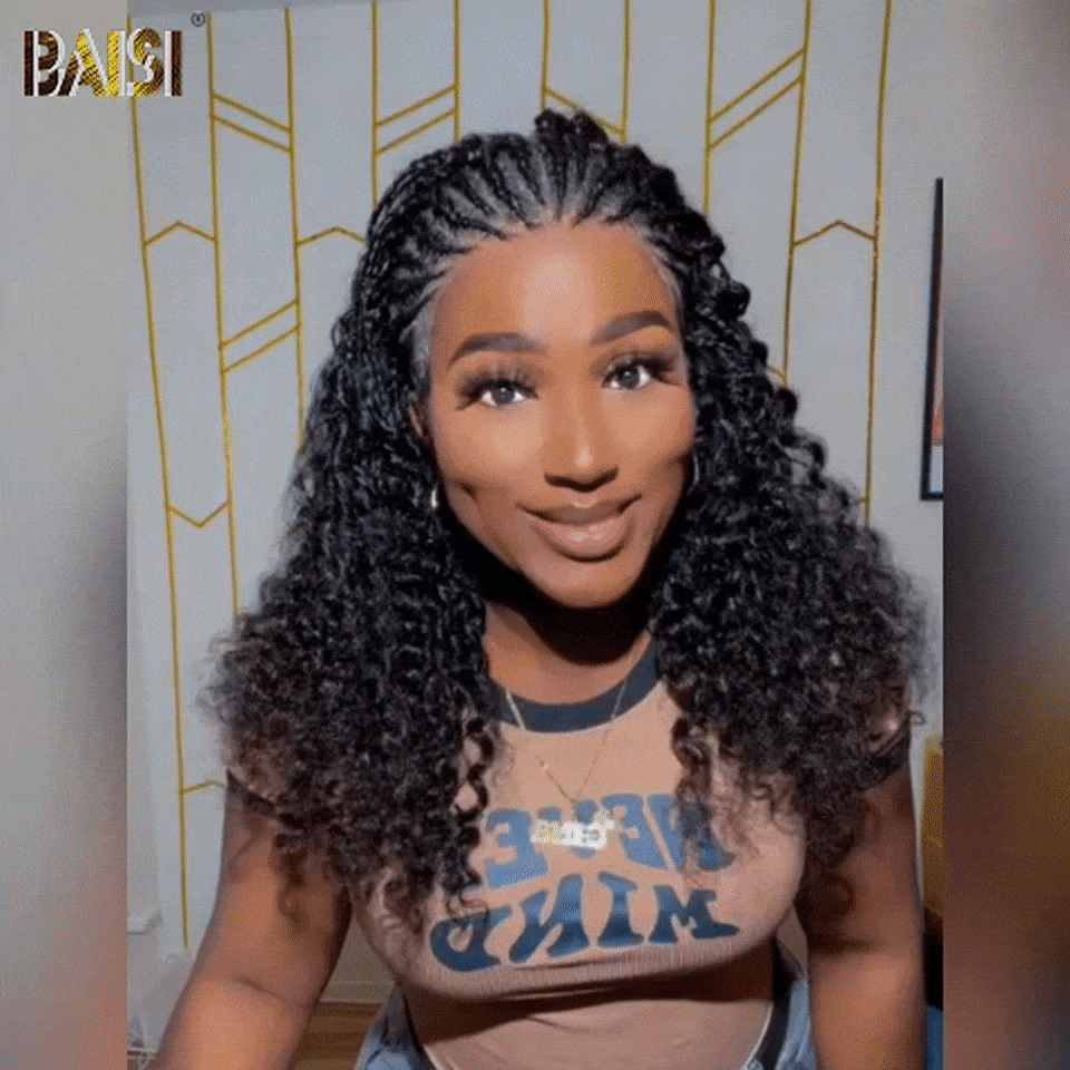 BAISI 13X4 Lace Perruque avec natte devant 18 pouce 148€ en Cheveux Humains