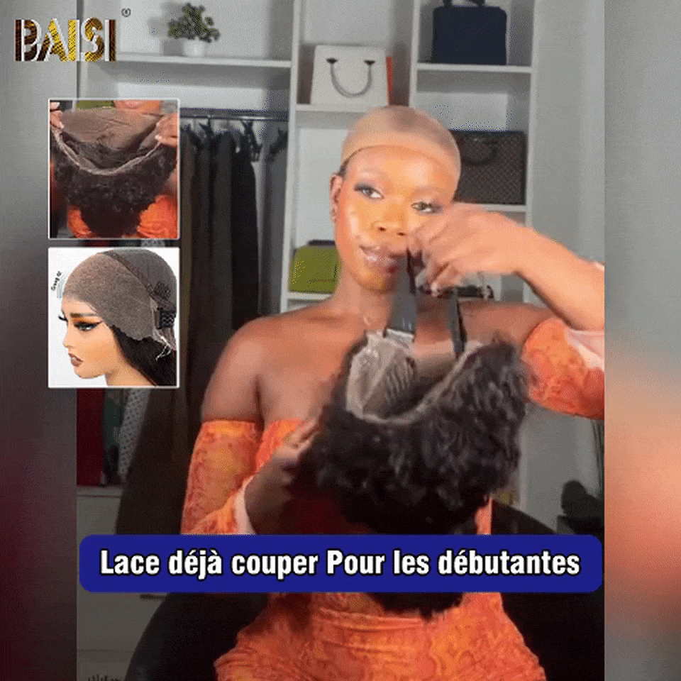 BAISI Perücke Upgrade Invisible Strap 360 Frontal Curly Wave Natural 18 Zoll 360 Lace Frontal unsichtbar und verstellbar Vorgezupft Kein Kleber erforderlich 250 % Dichte in 100 % Rohhaar Spitze bereits geschnitten VIP100