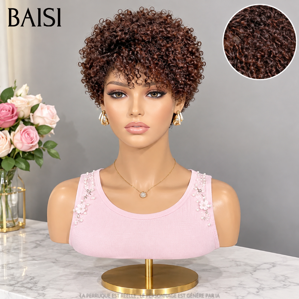 BAISI OFFER FLASH Perruque afro curly wave en Couleur marron 4# 49€ en 100% Cheveux Humains FR40