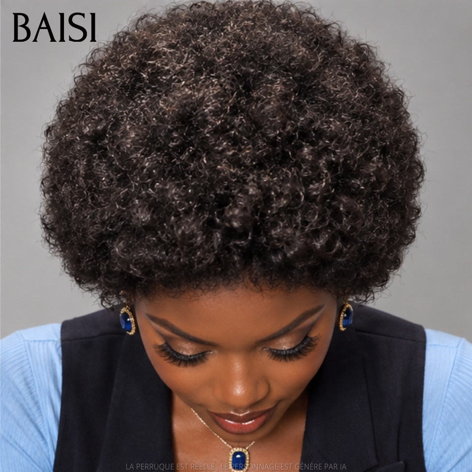 BAISI Pixie Afro Curly Lace 13x4 Frontal 65€ ou Lace Frontal HD + 4C 95€ En 100% Vrais Cheveux Humains