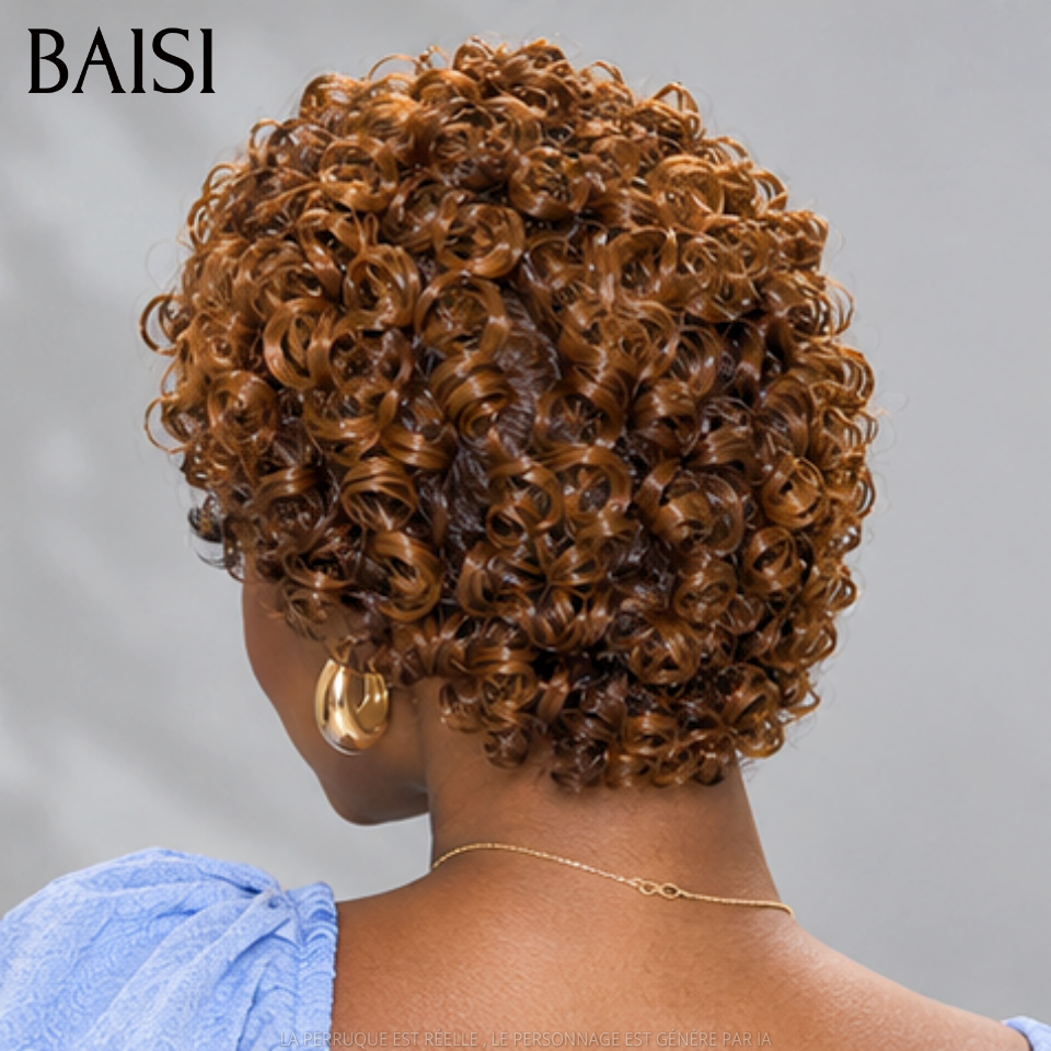 BAISI 13x4 Lace Perruque Pixie Courte Wave 109€ en Couleur Marron 4/30# Fabuleuse en 100% cheveux humains