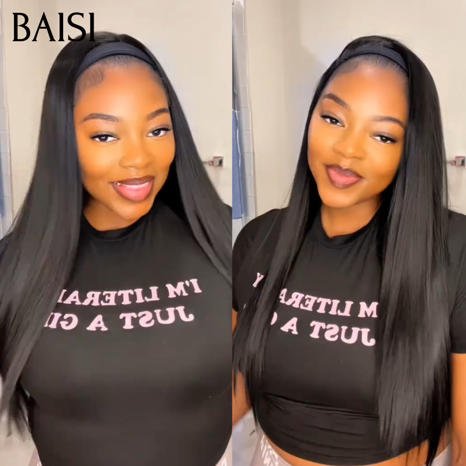 BAISI Perruque Bandeau Lisse SDD bone straight 100% Vietnam hair sans Colle Pratique Installation en 100% Cheveux Humains