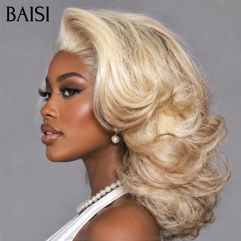 BAISI Promo Aujourd'hui Perruque 16 pouce couleurs blanche au queue grise somble grosse boucles sans colle en 100% Cheveux Humains