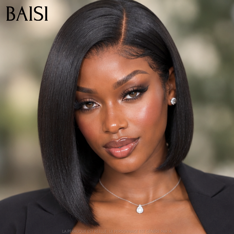 BAISI 100% Vietnam Hair 5x5 Lace Perruque Bob Lisse 8Pouces 99€ SDD Couleur Noir 1B# Meilleure Qualité Prix Abordable en 100% Cheveux humains