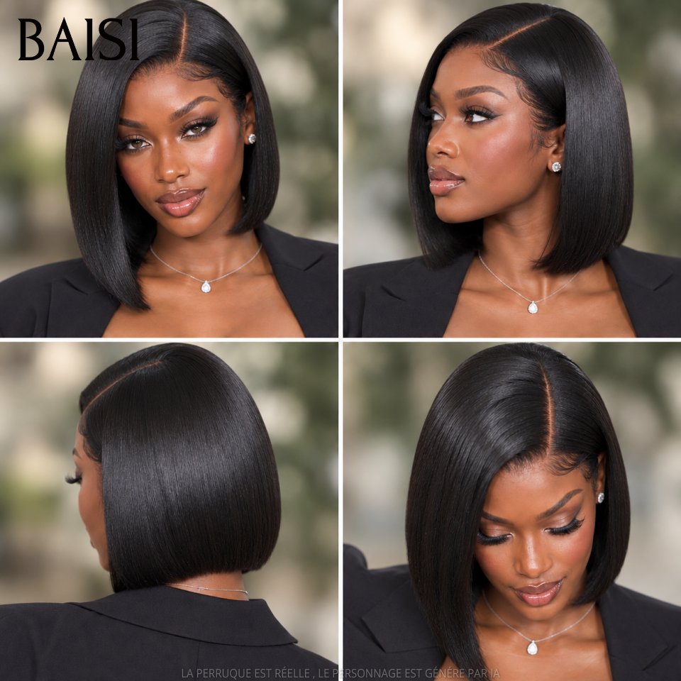 BAISI 100% Vietnam Hair 5x5 Lace Perruque Bob Lisse 8Pouces 99€ SDD Couleur Noir 1B# Meilleure Qualité Prix Abordable en 100% Cheveux humains