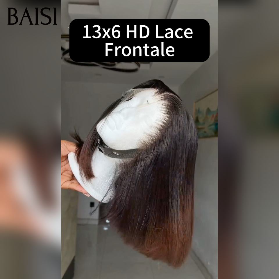 BAISI Perruques bob Lisse Vietnam Hair Qualité Haut de Gamme Couleur Moitié Noir Moitié Marron Très A la Mode en 100% Cheveux Humains