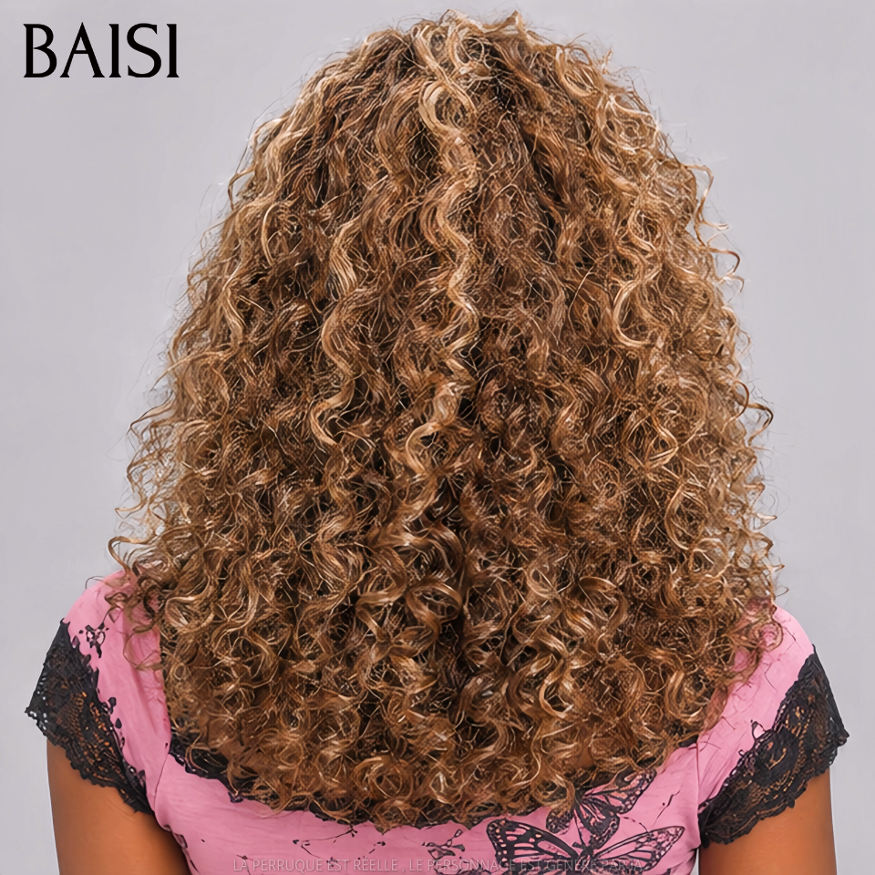 BAISI 13x4 Lace Peruca Bob Encaracolada Curly 14Pouces 109€ Cor Castanho-Claro 4/30# Cor e Ambiente Tropical em 100% Cabelo humano