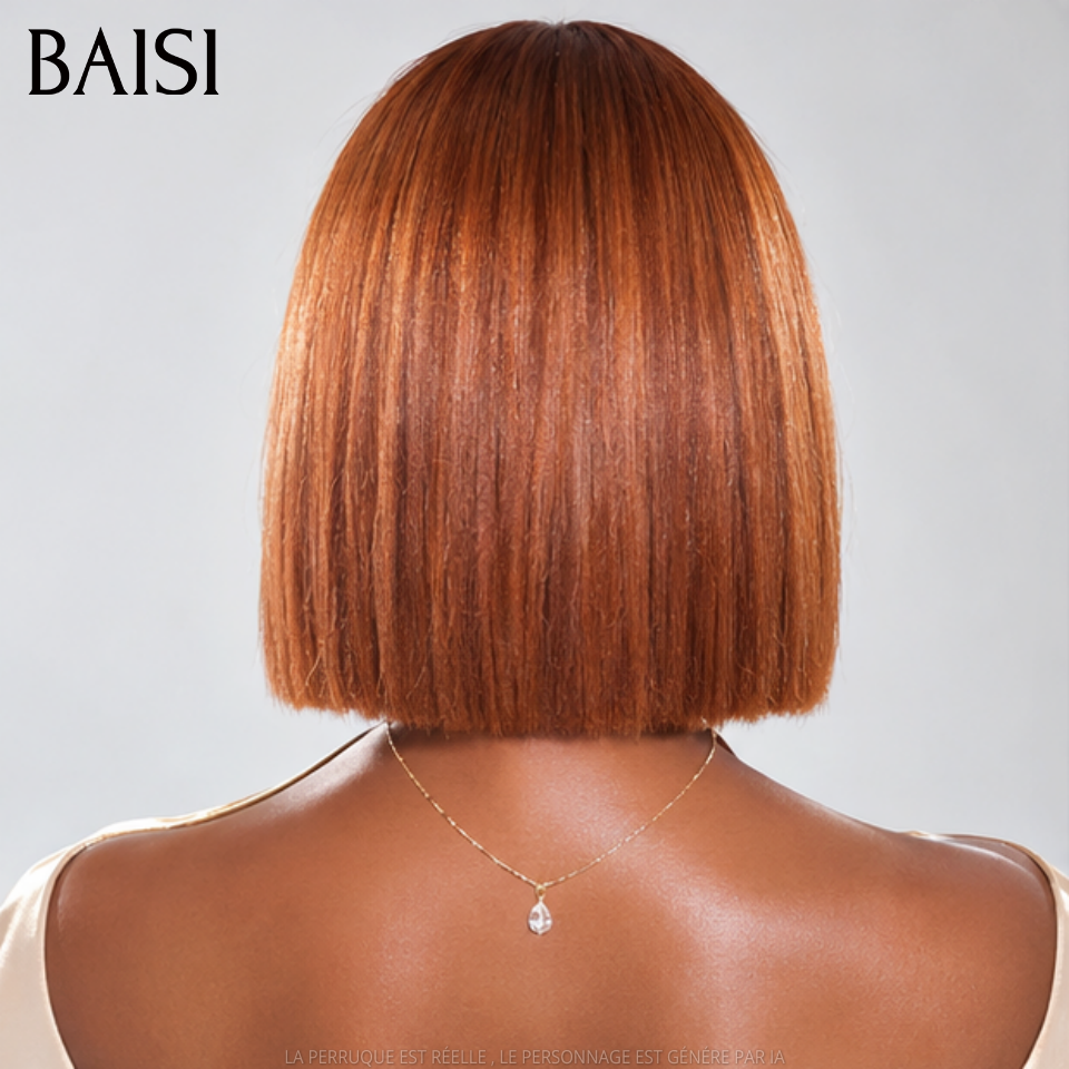 BAISI PROMO Perruque 13X4 lace Frontal Lisse en Couleur marron Sans Colle en 100% Raw Hair Lace déjà couper