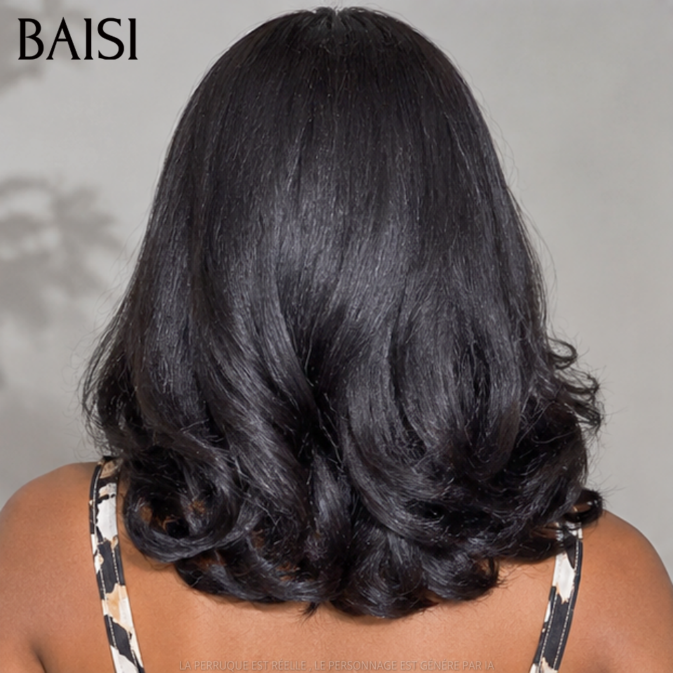 BAISI 1 perruque +1 FER gratuite = 78€ BLACK FRIDAY Offre limitée 10 Pouces 13x4 lace frontal Lisse balayé noir en 100% Cheveux Humains