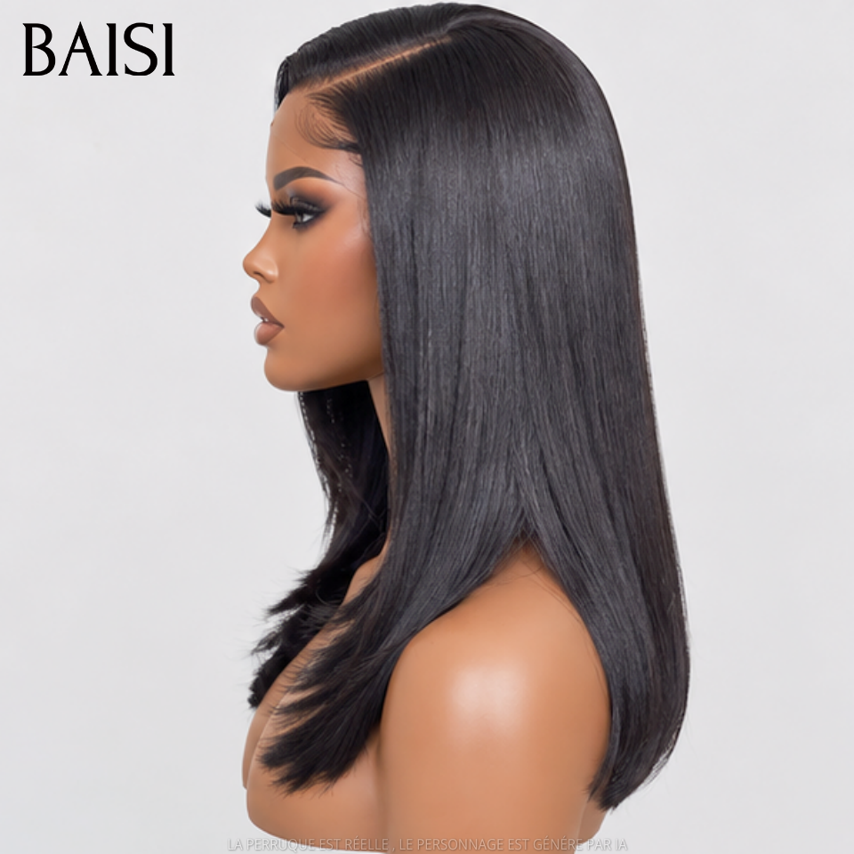 BAISI Frontale 13x4 lace tranparente BOB 14 Pouce 79€ lisse couleurs NOIR en 100% Cheveux Humains