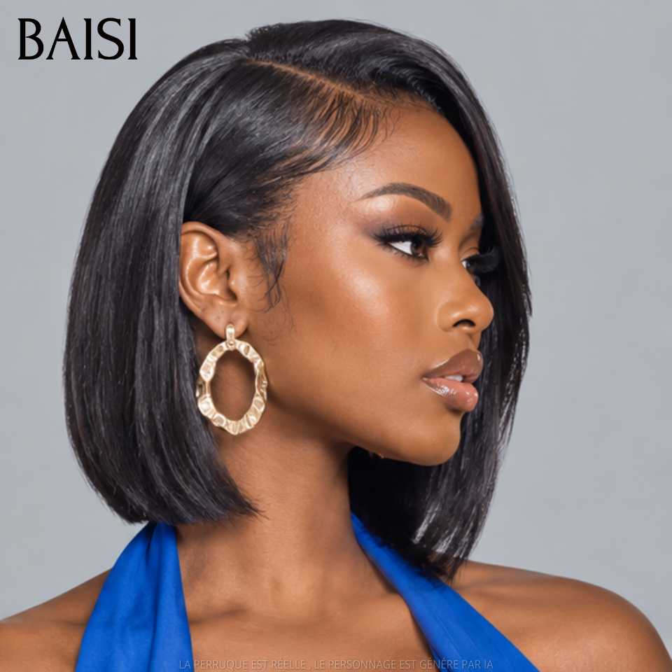 BAISI HAIR FR 13x4 Frontal Perruque Lisse 1b# 10 Pouces Raw Hair 79€ 100% Vrais Cheveux Humains