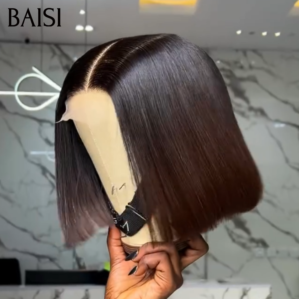BAISI 2X6 lace Lot 4 Perruques BOB 100% Vietnam Hair 8 Pouces 299€ Ou Perruque Bob Lisse Couleur Noir et Marron 1B/4# Très Bonne Qualité