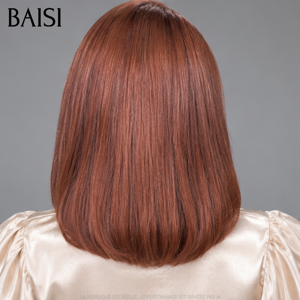 BAISI 13X4 lace frontal Perruque Bob Lisse En Marron #4 sans colle Pré-plucked Pas Besoin de Colle en 100% Raw Hair Lace déjà couper