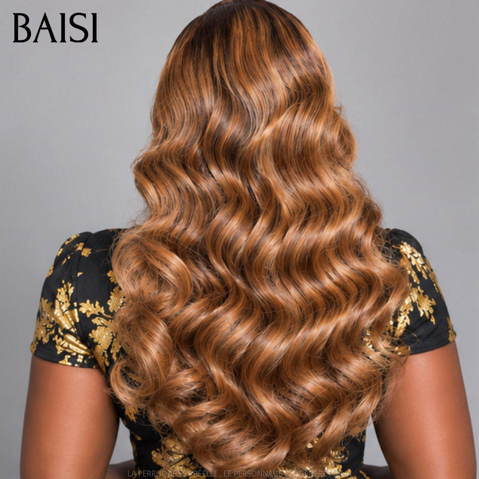 BAISI 13x4 Perruque Body Wave Sans Colle Couleurs personnalisées miel Pré-plucked Pas Besoin de Colle en 100% Raw Hair Lace déjà couper