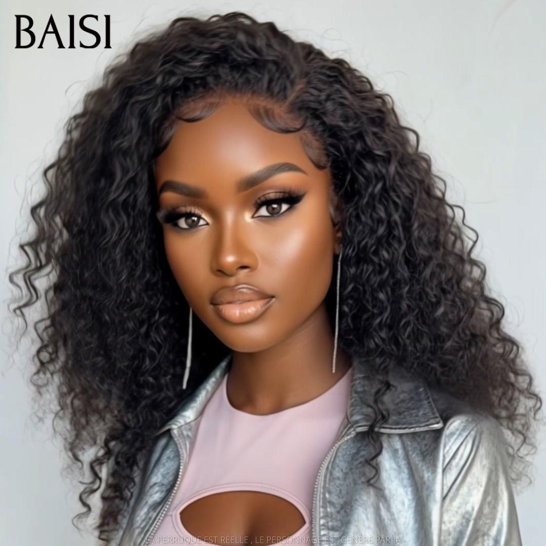 BAISI 13x4 Lace Perruque Curly Wave Couleur Noir 1B# 18Pouces 99€ Très Bonne Qualité Déjà En France en 100% Cheveux humains TVA 0€