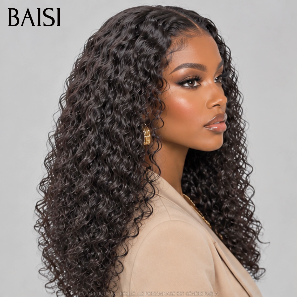 BAISI Perruque Coiffée Full Lace Bob En Nattes 138€ Ou Perruque Frontal Frisé 18Pouces 148€ Couleur Noir 1B# Pratique Au Quotidien en 100% Cheveux humains