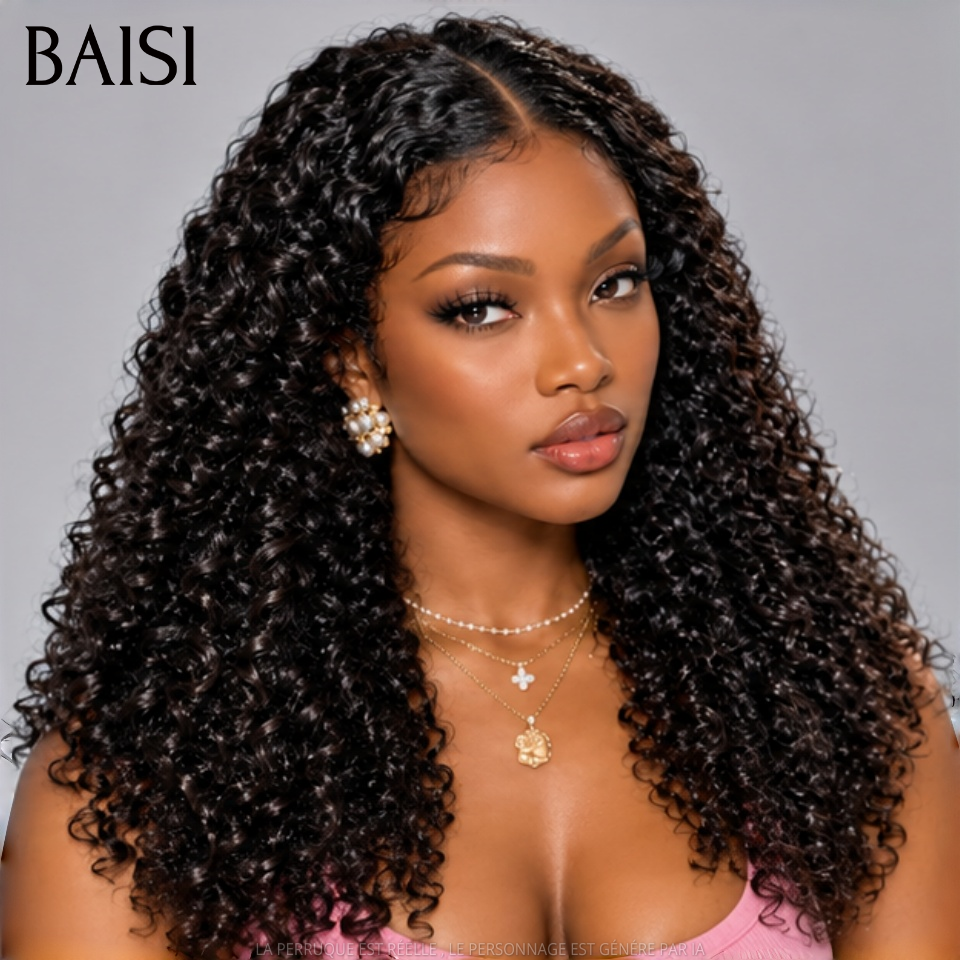 BAISI Perruque Bouclée Curly 14Pouces 129€ Ou 20Pouces 199€ Couleur Noir 1B# Très Bien Fournie 350% Densité Haut de Gamme 100% Vietnam Hair en 100% Cheveux Humains