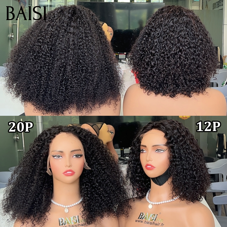 BAISI 13X4 lace Perruque Currly Wave 12pouces et 20Pouces Bonne Densité Super Recommandée en 100% Cheveux Humains