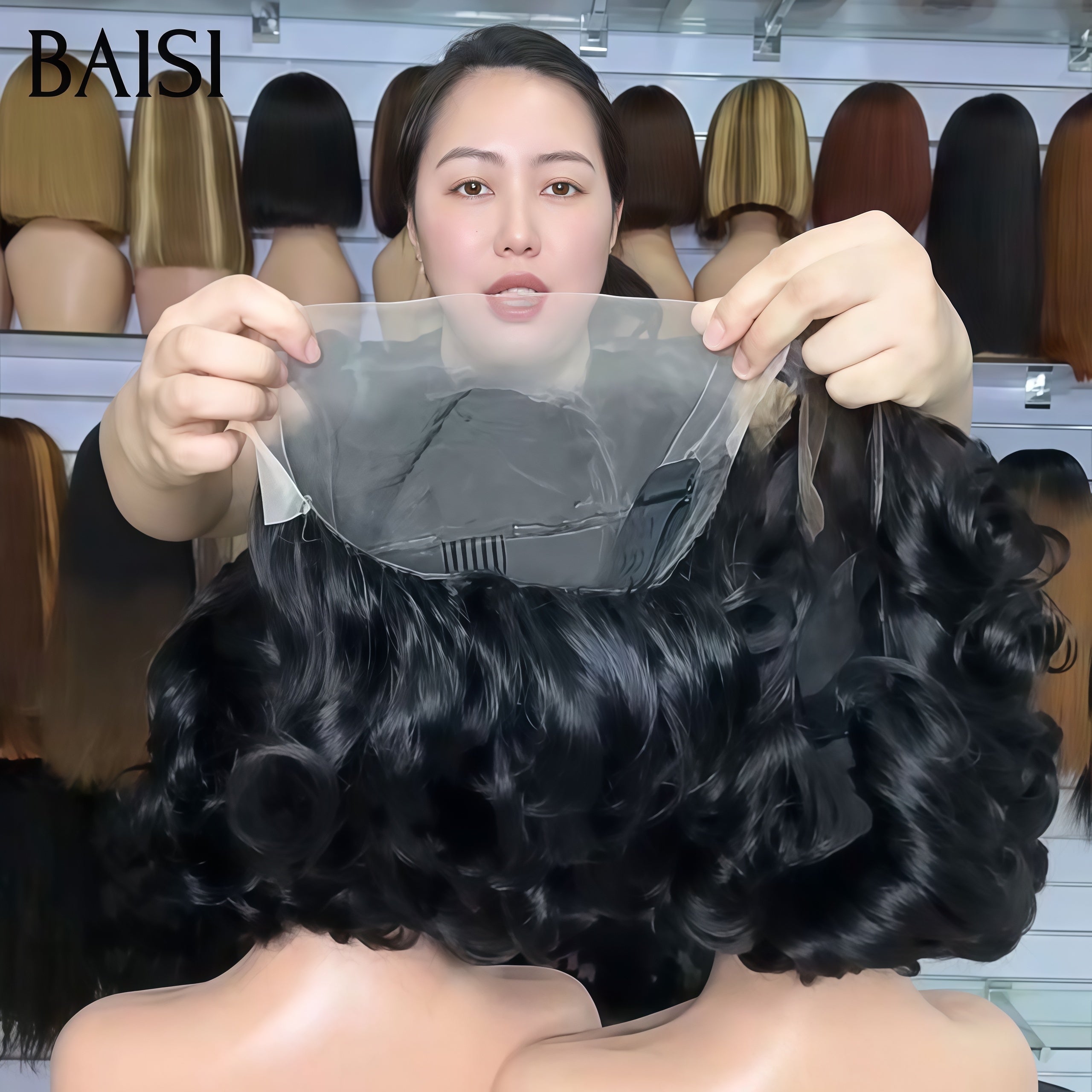 BAISI 13X4 lace ou 5x5 Lace HD Perruque Bouclée Egg Curl Couleur Noir 12 Pouces 86€ ou 126€ Magnifique Boucle Bien Volumineux Qualité Supérieure en 100% Cheveux Humains