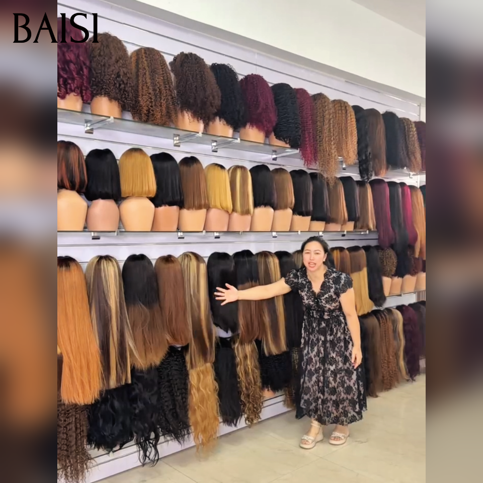 BAISI 13x4 Lace Collection Perruque Longue Lisse Couleurs Noir 1B#, Rouge 99J#, et Mixte 4/27# en Magasin Très Bonne Qualité 100% Cheveux Humains