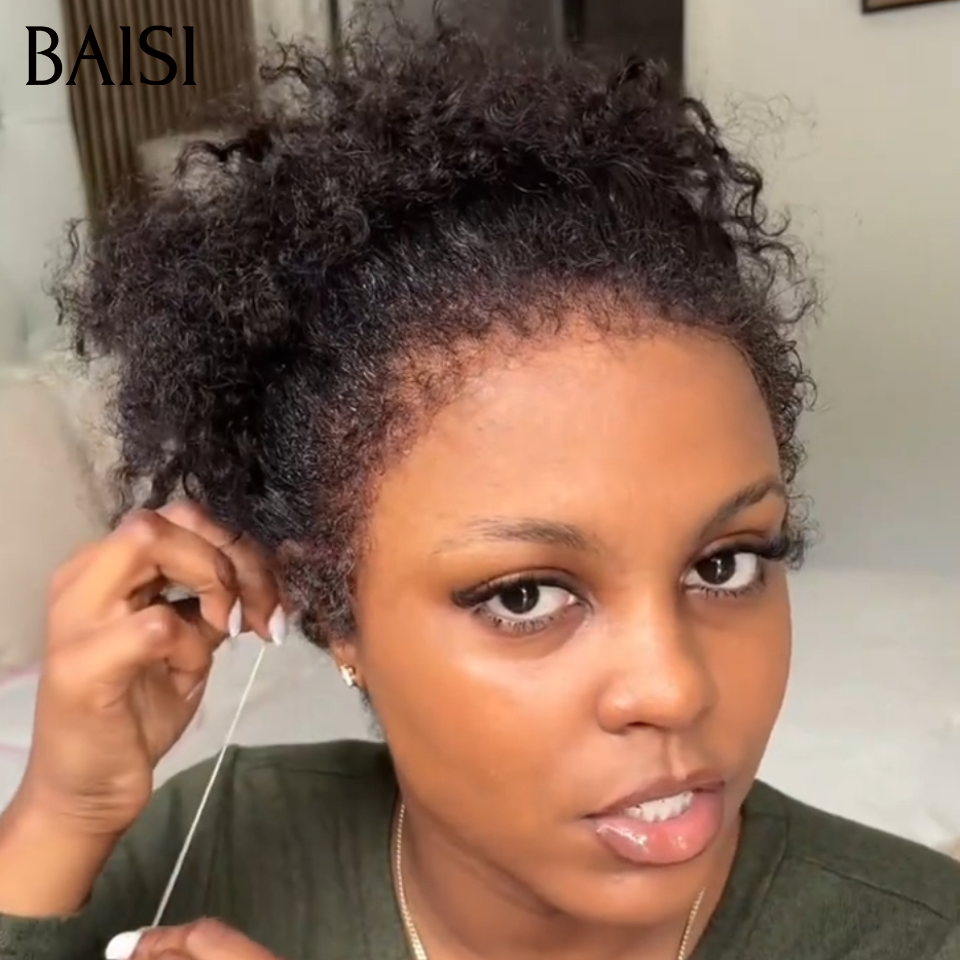 BAISI 360 Lace Perruque Curly Wave 18Pouces 199€ Seulement Toute Coiffure Permie Avec 4C Hairline Baby Hair Très Bonne Qualité En 100% Cheveux Humains