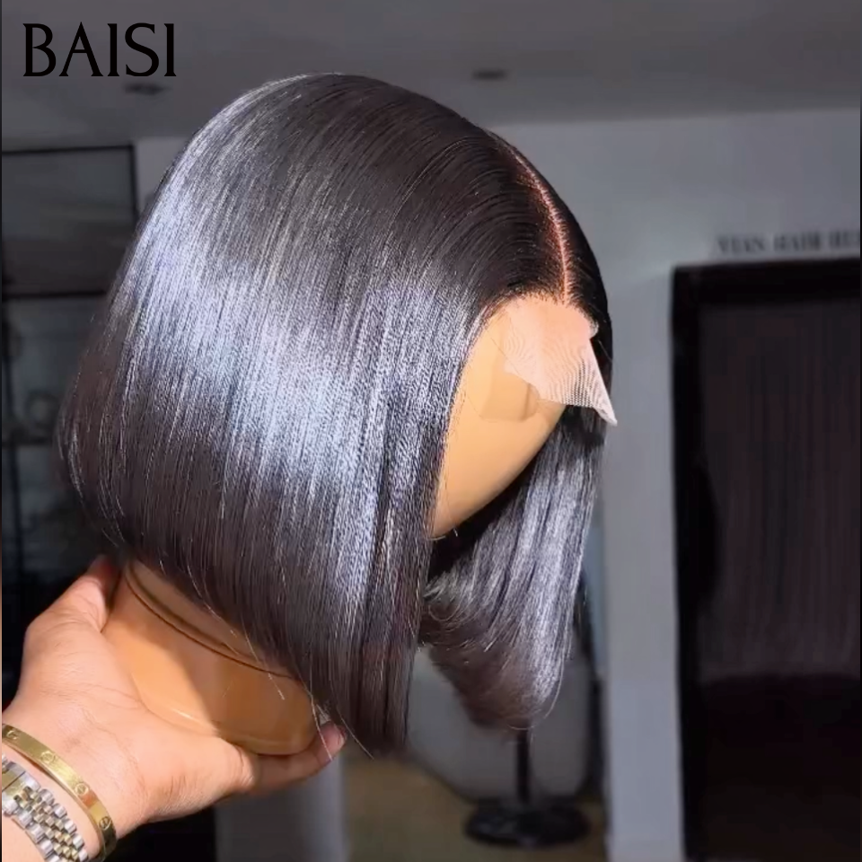 BAISI 2x6 Lace Perruque 100% Vietnam Hair bob Lisse Noir 8pouces à 14 Pouces Deja En France Facile Qualité De Dingue en 100% Cheveux Humains