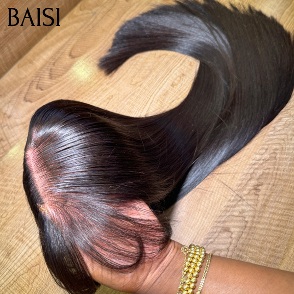 BAISI Perruque Lisse de luxe avec Frange NOIR Vietnam Hair SDD bone straight 200% Densité Le Luxe A Prix Raisonable en 100% Cheveux Humains