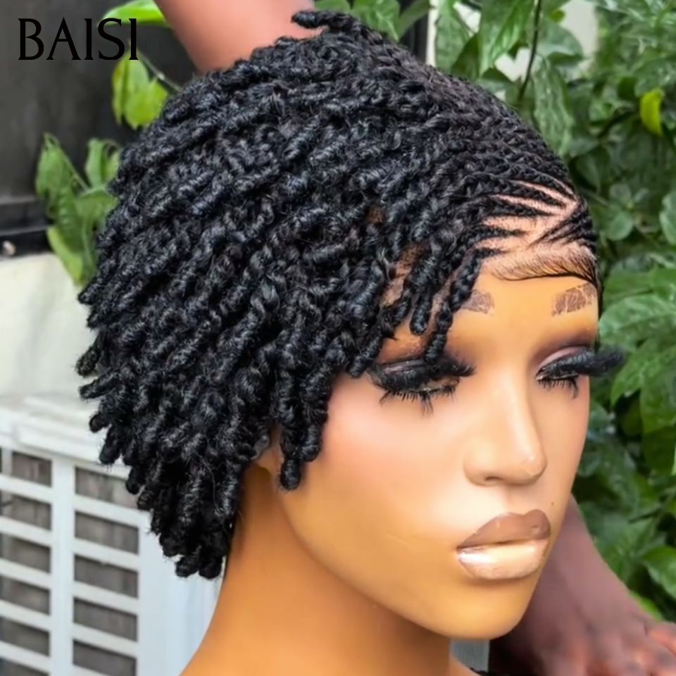 BAISI 13x4 lace Perruque Bob Coiffée Avec Nattes Dessins Paon Très Attrayantes 115€ Seulement en 100% Cheveux Humains
