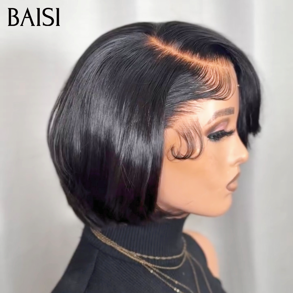 BAISI Lace 13s4 Frontal Pixie Noir Lisse 66€ ou Pixie Noir Curly 59€ en 100% Cheveux Humains En promotion Stock Limité Profitez