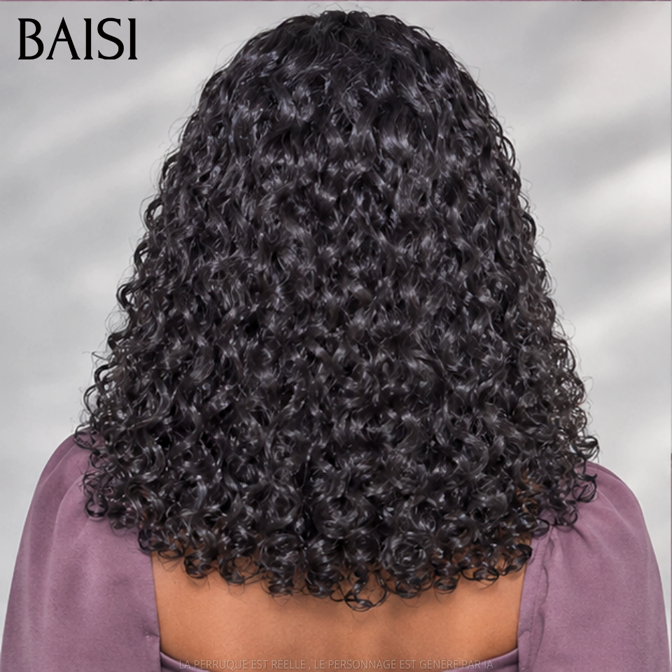 BAISI Flash Offer 4x4 Lace frontal Perruque 10 pouce NOIR water wave 69€ en 100% Cheveux Humains