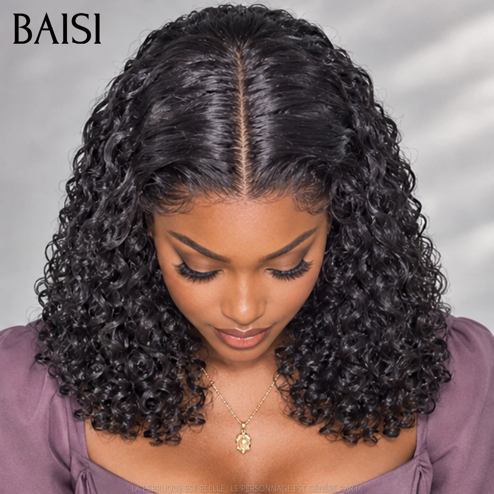 BAISI Flash Offer 4x4 Lace frontal Perruque 10 pouce NOIR water wave 69€ en 100% Cheveux Humains