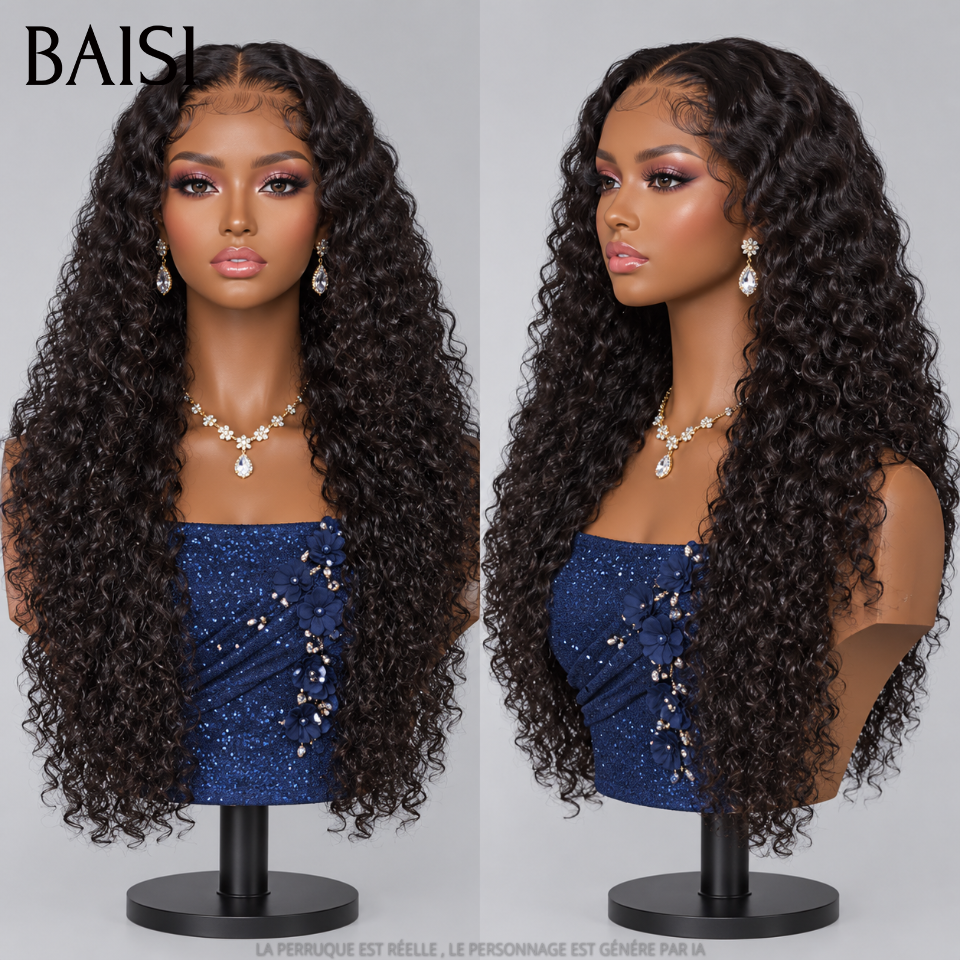 BAISI 13X4 lace frontal perruque Curly wave 26 pouces 159€ naturel 100% vrais cheveux humains