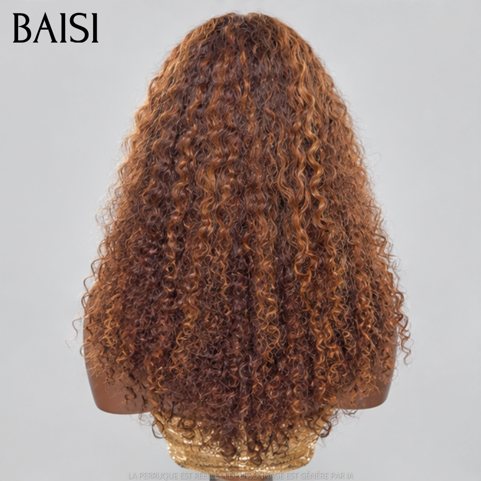 BAISI Closure Lace Perruque Curly Couleur Mixte Miel 4/27# Disponible en 20Pouces A partir de 146€ Très Bonne Qualité en 100% Cheveux humains