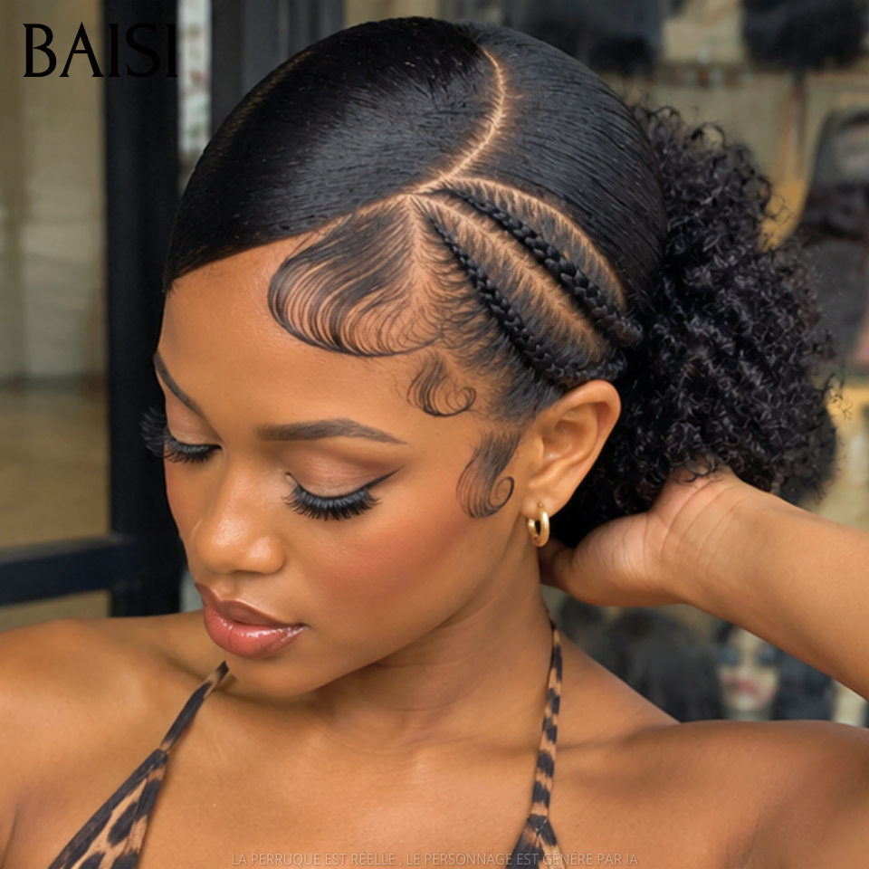 BAISI Full Lace Perruque Déjà coiffée Nattes Harmonies 185€ Cheveux Attachées Prête A Porter en 100% Cheveux humains