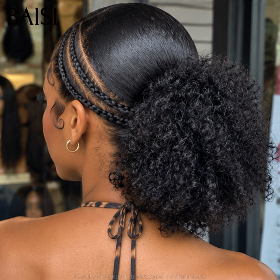 BAISI Full Lace Perruque Déjà coiffée Nattes Harmonies 185€ Cheveux Attachées Prête A Porter en 100% Cheveux humains