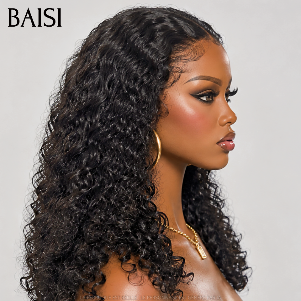 BAISI 13x4 Lace Perruque Curly Roma 18Pouces 145€ Couleur Noir 1B# 100% Satisfait ou Remboursé en 100% Vietnam Hair Qualité Au Top