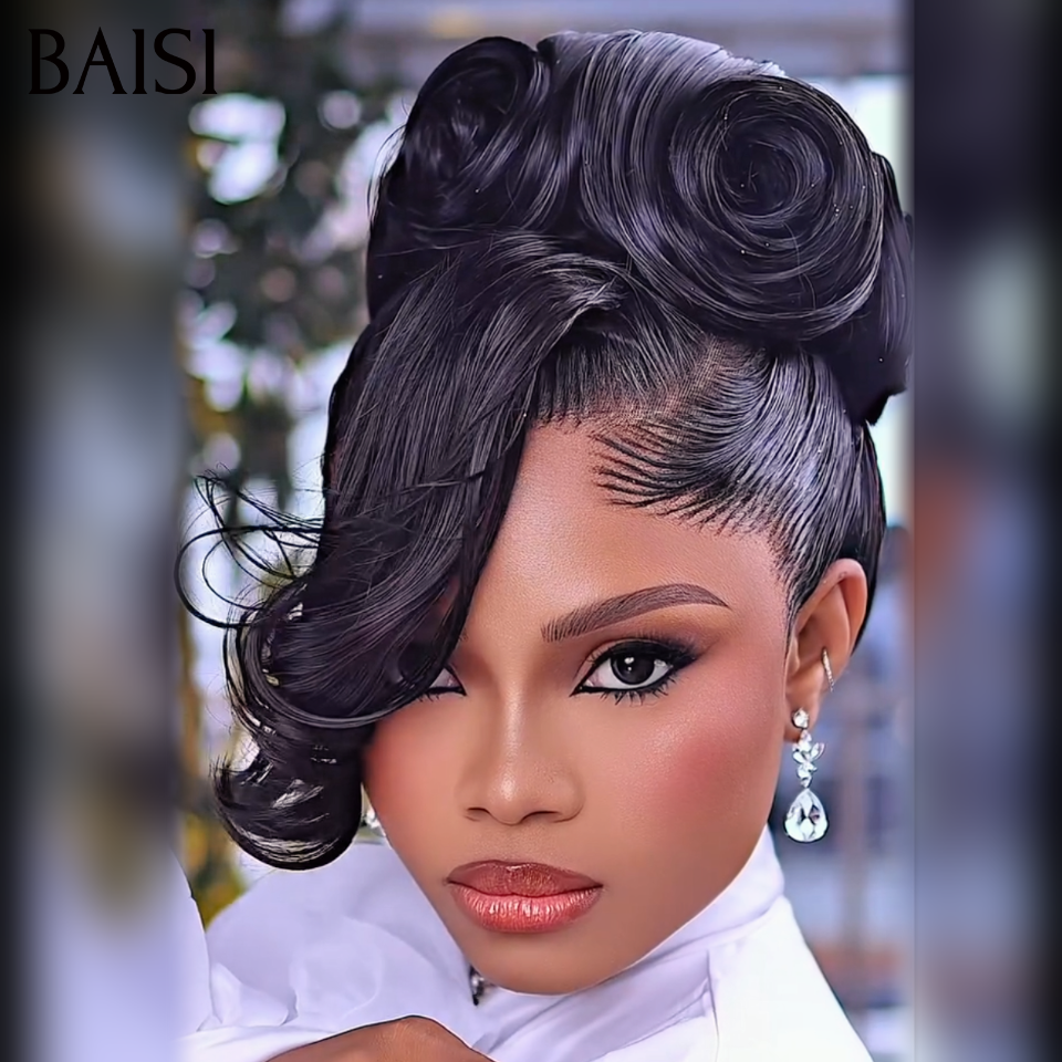 BAISI Perruque En Chignon Oumy NOIR Coiffure pour Evènement Spécial 100% Identique En 100% cheveux humains