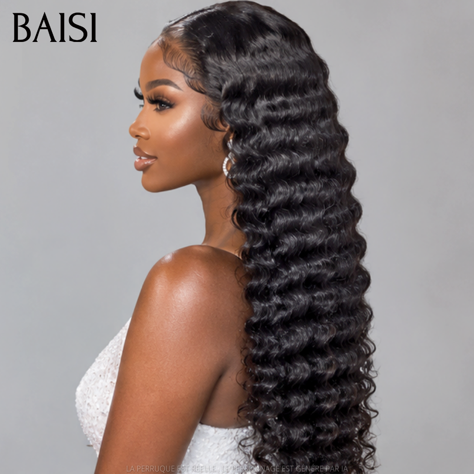 BAISI 4x4 HD Lace Perruque Deep Wave Couleur Noir 1B# A partir de 165€ Invisible et Discrète Très Professionel en 100% Cheveux humains
