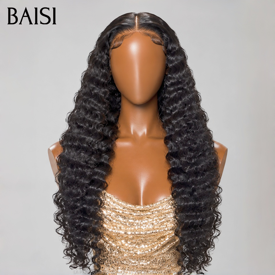 BAISI 4x4 HD Lace Perruque Deep Wave Couleur Noir 1B# A partir de 165€ Invisible et Discrète Très Professionel en 100% Cheveux humains