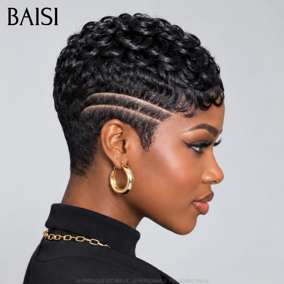 BAISI Full Lace Perruque Pixie Wave Courte Déjà Coiffée Disponible Pour Toutes Couleurs A partir de 159€ La Bombe Trop Magnifique en 100% Cheveux humains