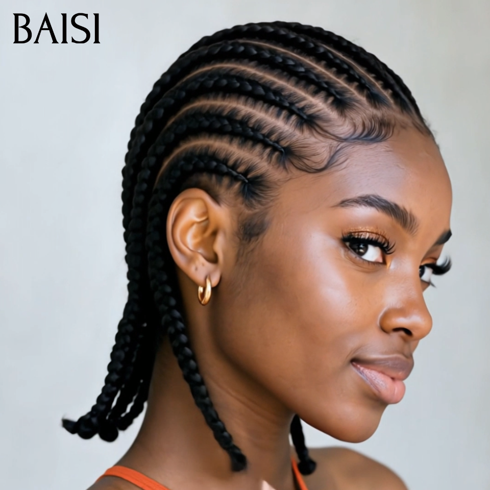 BAISI Full Lace Perruque En Natte Pleine Couleur noir 139€ Seulement Modèle Respirante Contre la Chaleur Idéale pour l'Eté en 100% Cheveux Humains