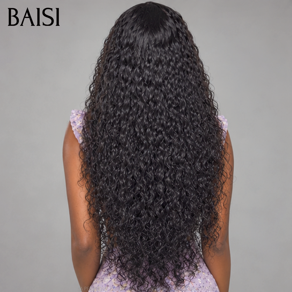 BAISI 13x4 Lace HD Perruque Coiffée Curly Wave Bouclée Lace Invisible HD Raw Hair Déja Prête A Porter Sans Colle Facile à Installer En 100% Cheveux humains
