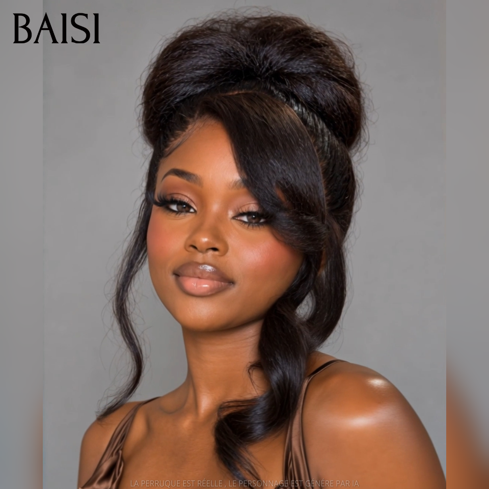 BAISI 13x4 Lace Perruque Crépus Kinky Straight Déjà Coiffée Comme la photo Couleur Noir 1B# 20Pouces 148€ Beauté Incomparable en 100% Cheveux humains