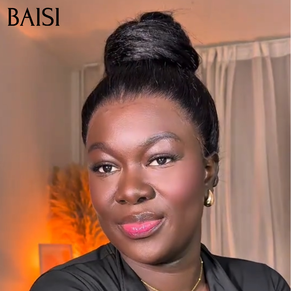 BAISI 360 Lace Perruque Kinky Straight 360 Lace invisible et réglable Avec Cordon Pas Besoin de Colle Lace Deja Couper Différents Styles Au Quotidien en 100% Cheveux Huùains