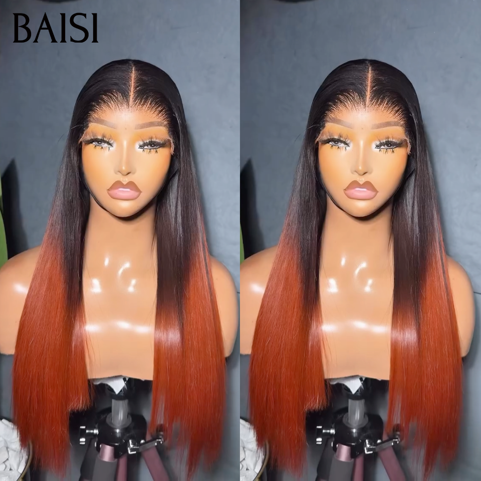 BAISI 2x6 Lace ou 13x4 Lace Lot 2 Perruques 20Pouces + 24Pouces Lisse Couleur 1BT/Orange + Curly Noir Qualité Trop Luxe en 100% Vietnam hair Ou en 100% Raw Hair Prix Abordable 100% Cheveux Humains