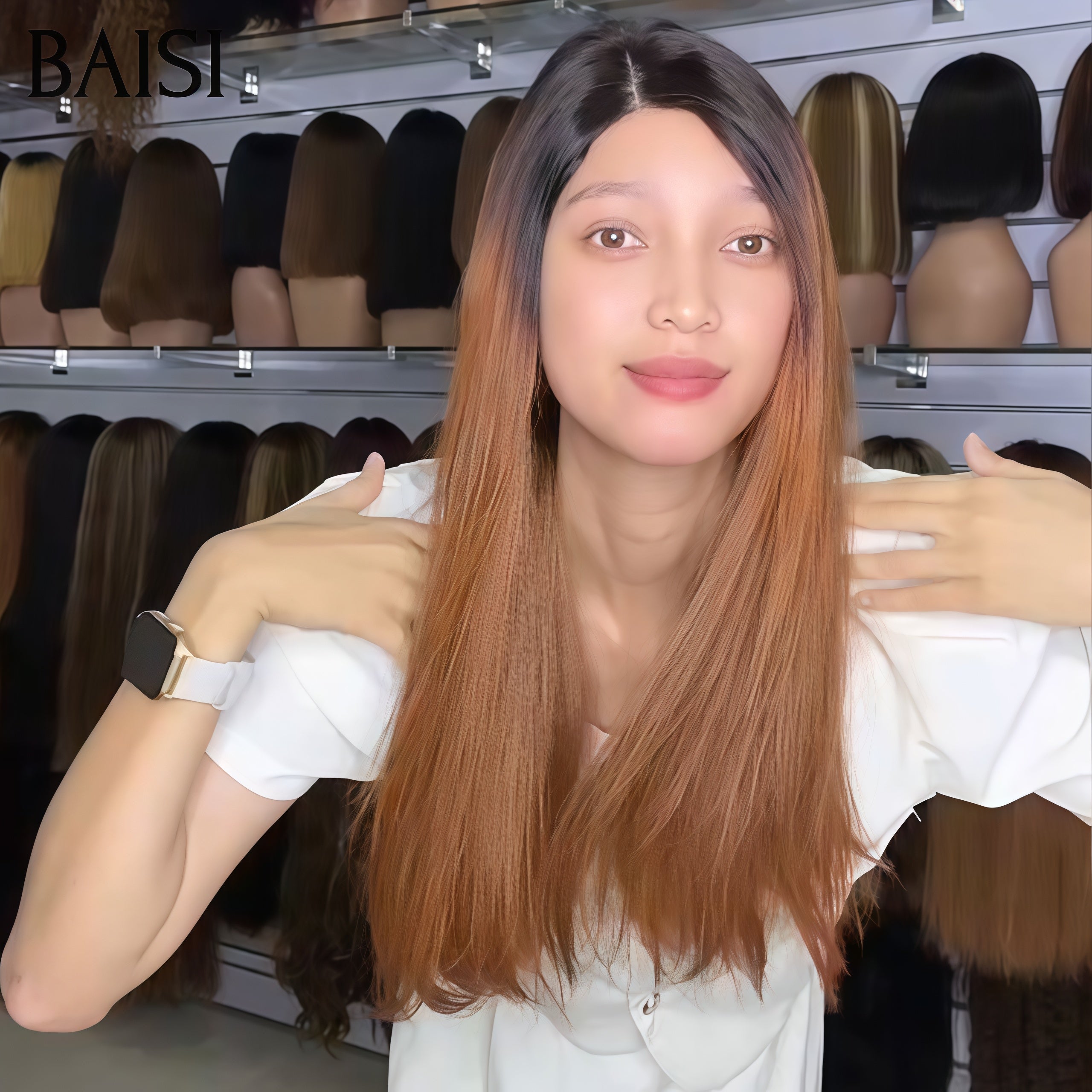 BAISI 2X6 Lace Perruque Lisse 100% Vietnamienne de Luxe en couleur Brune et Noir 1B/30# 250% Densité SDD BONE Straight en 100% Cheveux Humains
