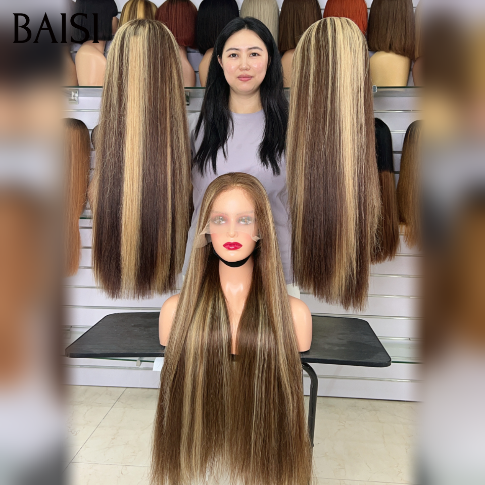 BAISI 13x4 Lace Perruque Lisse Couleur Mixte Miel disponible en 10Pouces 20Pouces et 32Pouces Meilleur rapport qualité prix en 100% Cheveux humains