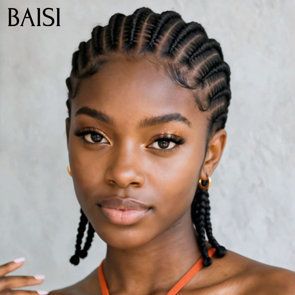 BAISI Full Lace Perruque En Natte Pleine Couleur noir 139€ Seulement Modèle Respirante Contre la Chaleur Idéale pour l'Eté en 100% Cheveux Humains