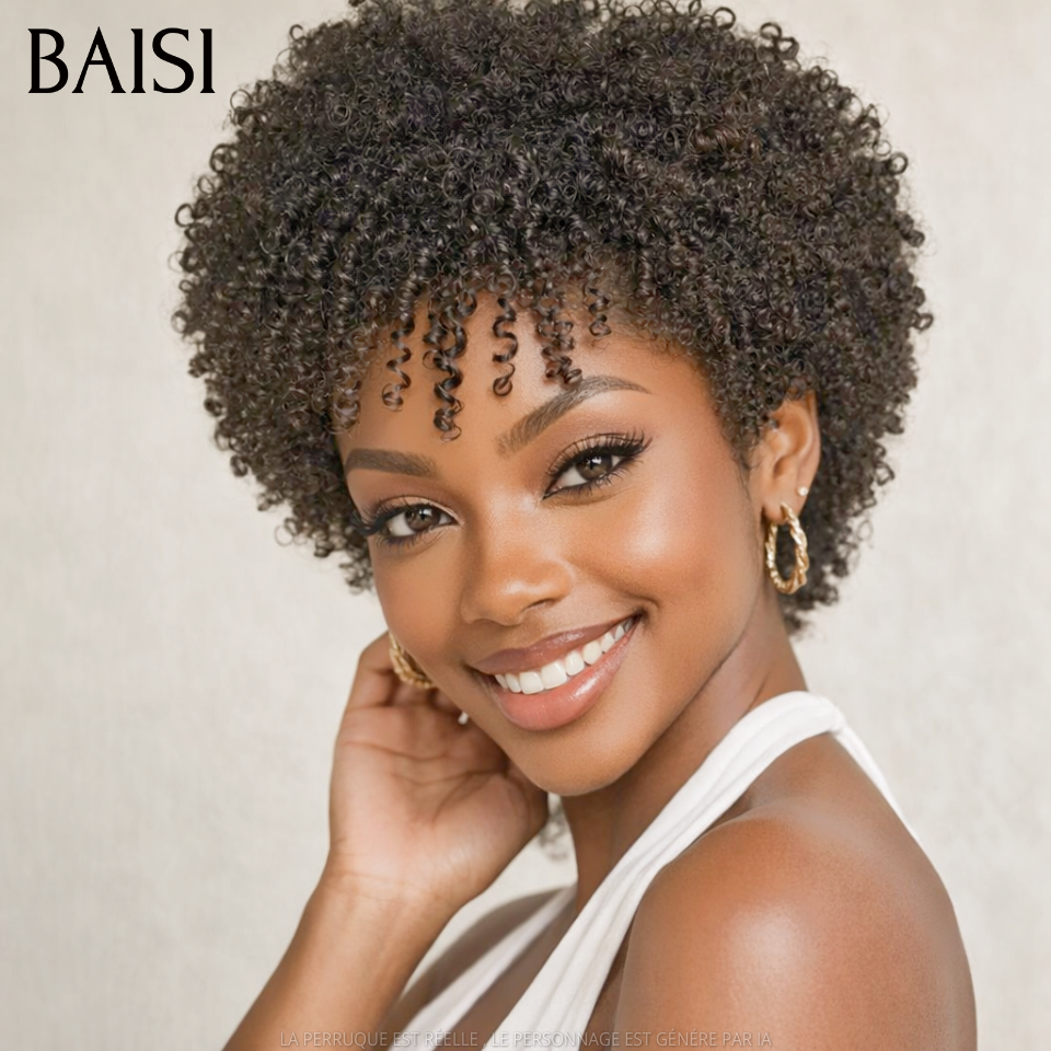 BAISI 2 pixie perruques afro curly 85€ ou Lot de 3 perruques 278€ ou 2 perruques 150€ en 100% vrais cheveux humains MP50